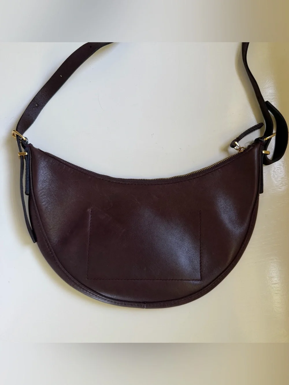 Madewell Essential Crossbody Bag Leather Crescent Chocolate Raisin